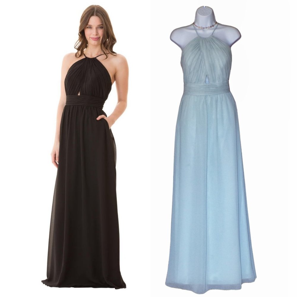 Bari Jay Pleated Chiffon Dress